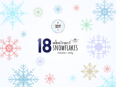 Free - 18 Abstract Snowflakes 2d abstract creative design digital flat icon illustration minimal snowflake vector winter