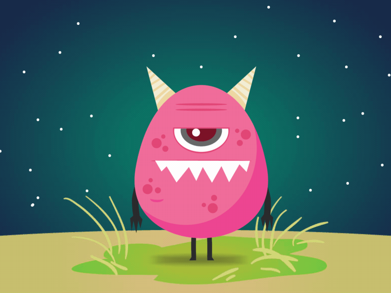 Pink Monster aftereffects animated animated gif animation character flat gif illustration monster pink vector