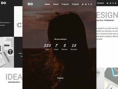 Mooi coming soon countdown design landing page logo minimalist photoshop template typography ui ux web