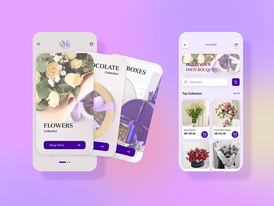 Lavender Gift Shop App UI Design Exploration app bouquet chocolate designux e commerce flower gift graphic design marketplace shop ui ux
