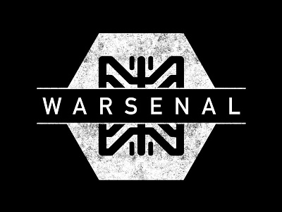 Warsenal Logo black and white branding gaming hexagon logo