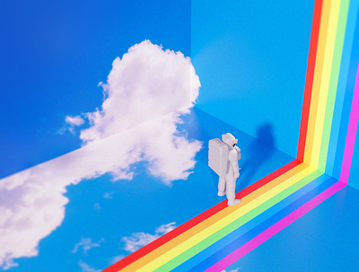 End of the Rainbow. 3d bigun blender clouds design digital dribbble fantasy art minimal nature rainbow