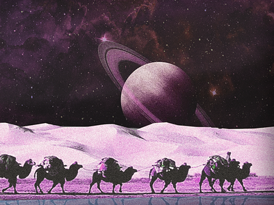 n o m a d s. bigun camels desert design digital fantasy art nomad nomadic nomads saturn space space art space exploration