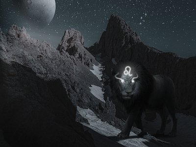 Leo aesthetic bigun design digital fantasy art horoscope leo lion photo art