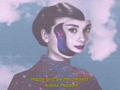 "Happy girls are the Prettiest" - Audrey Hepburn. aesthetic audrey hepburn bigun design digital love minimal movie quote vintage