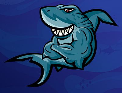 Muscle Shark Character Design adobe character draw drawing graphic design illustration muscle shark vector