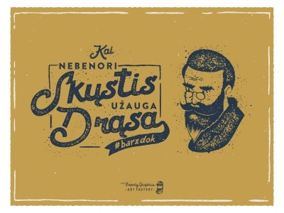 Illustration for Lithuanian No Shave November beard beardman dont shave lithuania man moustache no shave poster type typography vintage