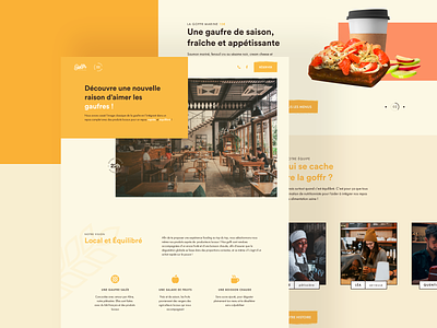 Goffr - Restaurant Website - Landing Page Design bakery clean food healthy home page landing landing page restaurant stamp waffle website yellow