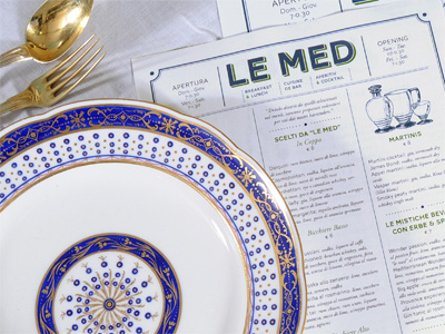Le Med restaurant bistrot brand identity corporete cuisine mediterranean menu restaurant vintage