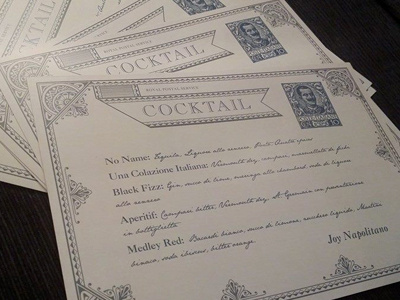 Vintage Menu cocktail menu postcard speakeasy vintage