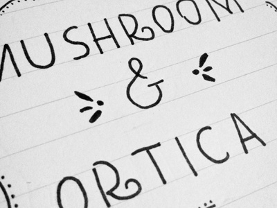 Mushroom&Ortica culinary art handscript lettering menu process restaurant