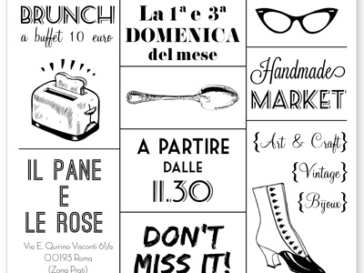 Chepwa market art black and white brunch craft flyer girls illustration market poster vintage