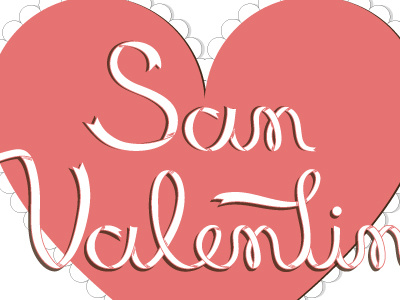 Valentine's day handscript heart lettering love ribbon type