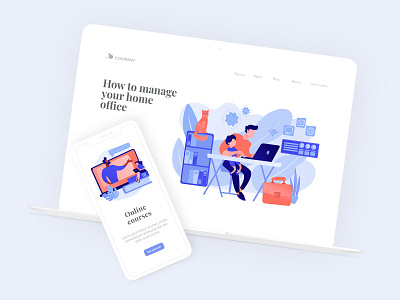 Remote work and learning concept design illustration landing page logo ui ui elements uikits vector