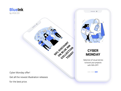 BlueInk CYBER MONDAY concept cyber monday discount flat graphic illustration sale ui ui design ui elements uiux ux vector