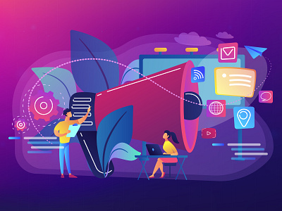 Marketing team work concept illustration concept graphic design illustration isolated isometric isometric art isometric design trendy ui ui elements uikits ultraviolet vector vectorart violet