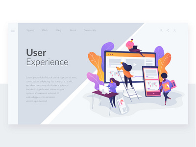 Wavy Landing Pages. User Experience concept