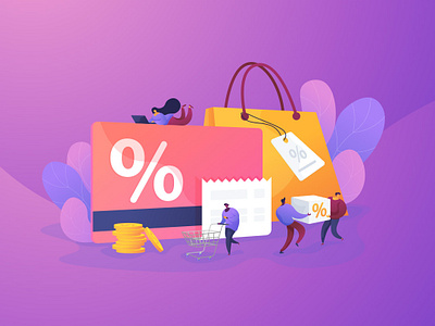 Discount and loyalty card concept illustration communication concept conceptual illustration flat illustration graphic design isolated vector illustration narrative illustration ui elements uidesign uikits uiux ultraviolet vector illustration violet webillustration website design