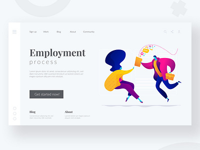 Emoloyment process landing page concept graphic design illustration landing landing page design metaphor narrative uidesign uiux vector vector illustration