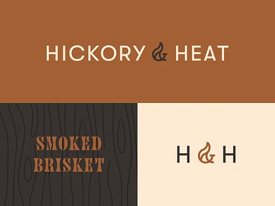 Hickory & Heat Concept 1.2 bbq brand brisket design graphic heat hickory icon identity logo mark typography word mark