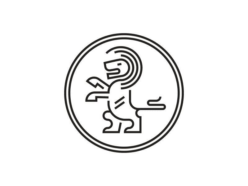 Roar circle heraldry illustration lion logo mark single stroke stamp