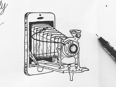 PCS iPhone Photography behind the scenes design free hand graphic hand drawn illustration pen and paper port city supply wip