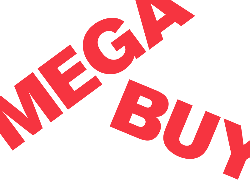 MEGA BUY™ brand design graphic identity logo mega buy pop up store word mark
