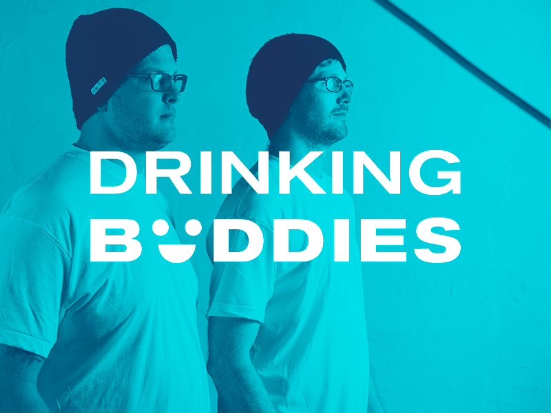 Drinking Buddies Identity brand buddies design drinking graphic icons identity illustration logo smiley face swim word mark
