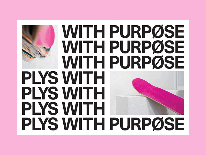 Plys with Purpose Postcards art brand design exhibition graphic identity layout photography postcard print skateboarding