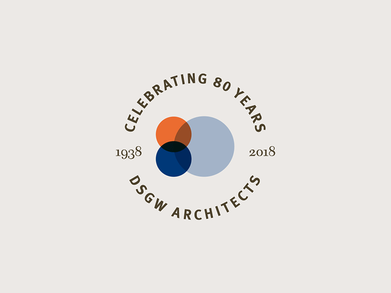 DSGW 80th Anniversary Logo animated animation anniversary architect brand design duluth gif graphic identity logo mark