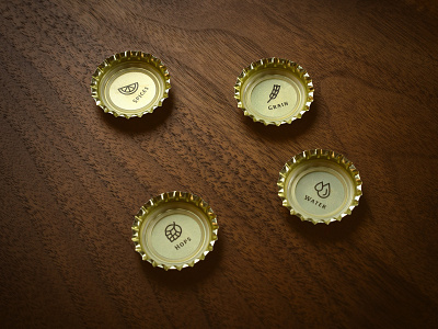 Worth Brewing 3 beer bottle caps brand brewery caps design graphic icons identity lids logo package packaging