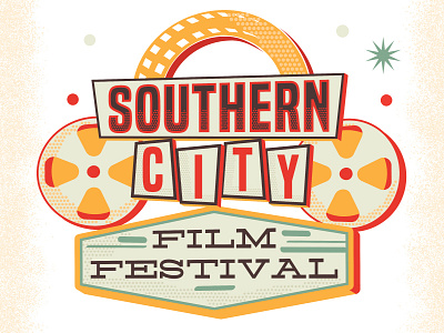 Southern City Film Festival film festival film festival logo film logo film reels movies retro retro badge retro sign retro signage rockabilly southern logo