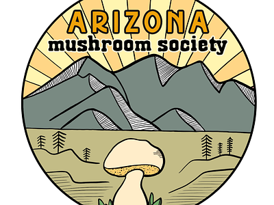 Arizona Mushroom Society Sticker Design arizona branding graphic design illustration line art logo logo design mushroom nature non profit sticker design visual design