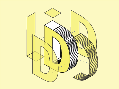 Letter Exploration 3d adobe illustrator bfa program exploded letter form graphic design university of arkansas vector yellow