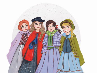 Little Women artwork gouache handdrawn handpainted illustration ink lindabyrneillustration