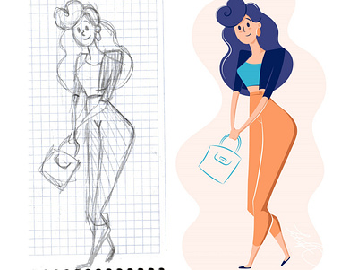 Sketch lady character character design drawing illustration illustrator vector