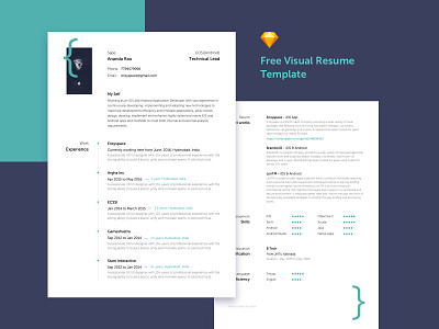 Free Visual Resume Template developer portfolio resume resume clean resume cv resume template