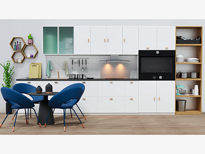 3D Kitchen Interior Design 3d after effects art c4d furniture graphic design home illustration interior design kitchen kitchen design maya minimal motion graphics