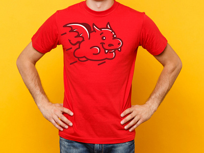 Phat Dragon T-Shirt dragon fat flying logo phat red restaurant tshirt yellow
