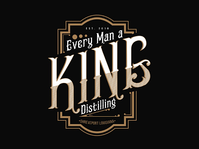 Every Man a King Distilling logo vintage.