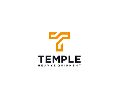 TEMPLE HEAVY EQUIPMENT design gold letter logo