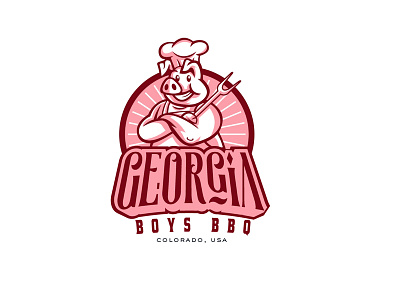 Georgia Boys Bbq Colorado Usa bbq illustration logo piggy