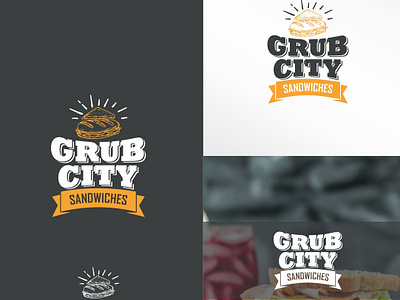 Grub City Sandwiches branding cityscape emblem food and drink food app food truck idea label design labels logodesign logos sandwiches ui vector