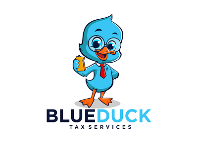 Blue Duck Tax Services bird illustration bird logo blue branding design duck funky funny character idea illustration legal adviser logos services tax ui vector