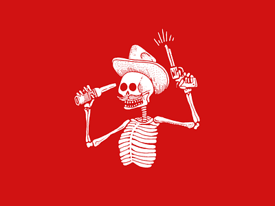 El Borracho Skeleton illustration merch restaurant design skeleton