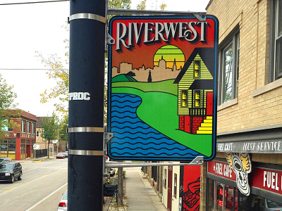 Riverwest Neighborhood Sign illustration neighborhood sign