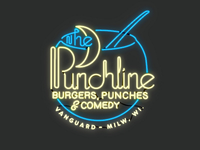 Punchline Comedy Club comedy club lettering letters logo neon neon colors neon lights script