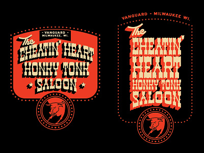 The Cheatin' Heart Honky Tonk Saloon band merch country design graphic design graphicdesign graphics honky tonk icon lettering logo logo design logodesign logotype restaurant design splitserif type typography vector