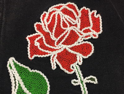 Rose chainstitch embroidery detail apparel apparel design apparel graphics applique chainstitch denim details embroidery fashion jean jacket