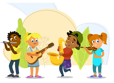 Musical children's band character characters illustration kids